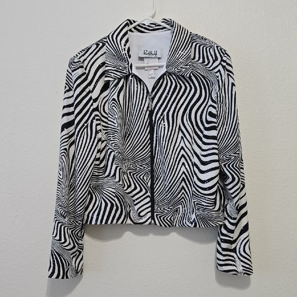 Ribkoff Trends Black and White Swirl Bummer Jacket 16